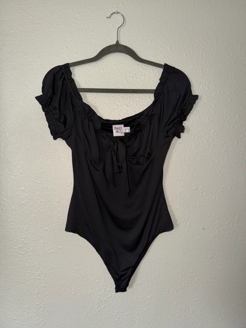 Princess Polly Black Ruffled Tie-Front Bodysuit